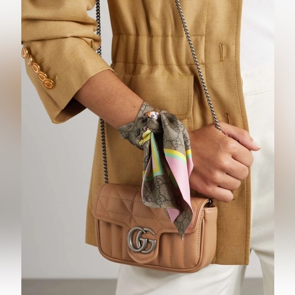 New GUCCI GG JACQUARD SİLK NECK BOW / SCARF - Picture 4 of 9